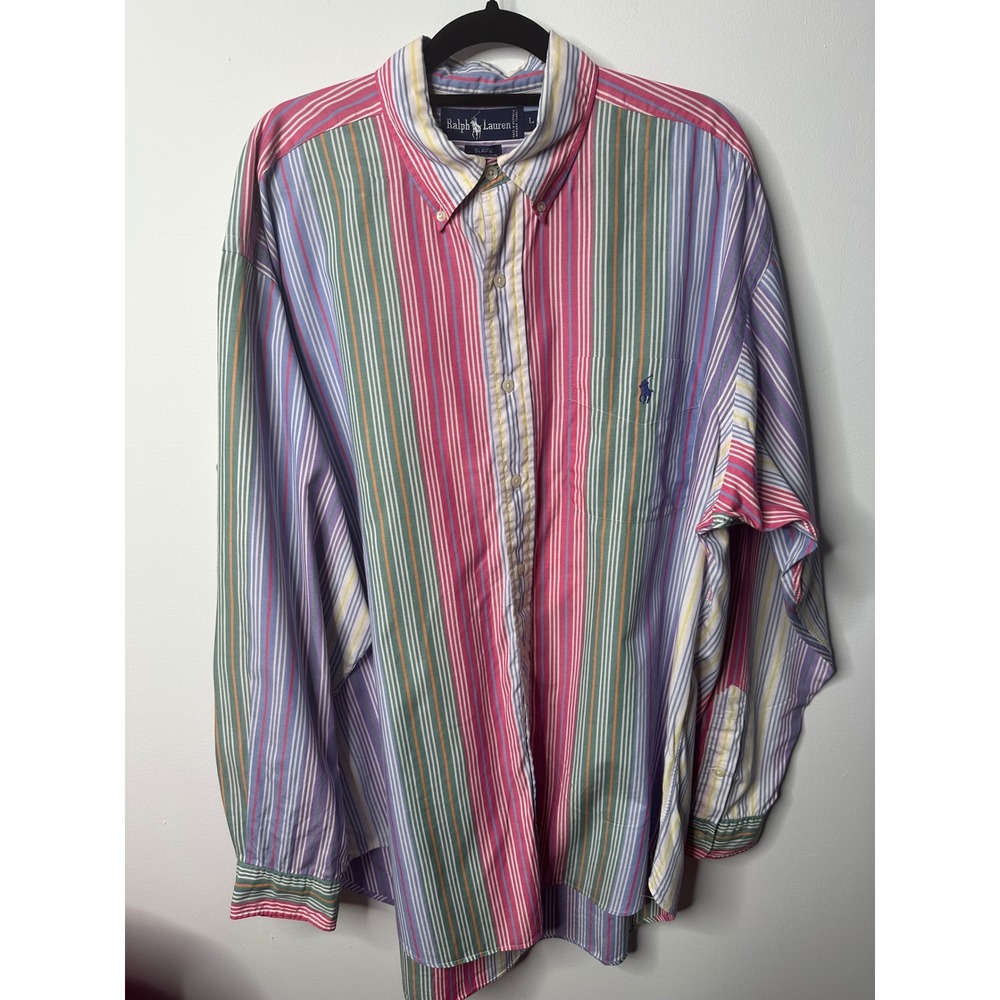 Ralph Lauren Blair Collection Mens Large Multi Color Striped Button Down Shirt